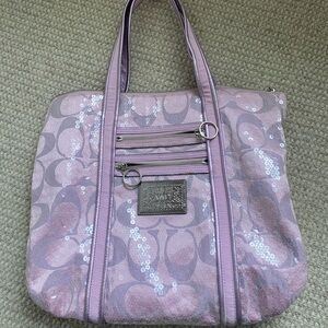 Pink & purple Coach poppy sequin bag
